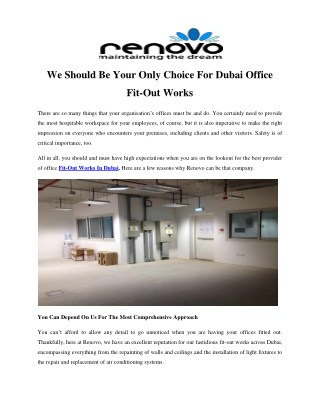 We Should Be Your Only Choice For Dubai Office Fit-Out Works