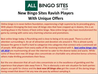 New Bingo Sites Ravish Players With Unique Offers