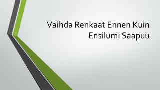 Vaihda Renkaat Ennen Kuin Ensilumi Saapuu