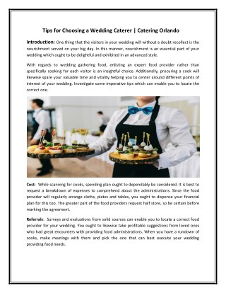 Tips for Choosing a Wedding Caterer | Catering Orlando