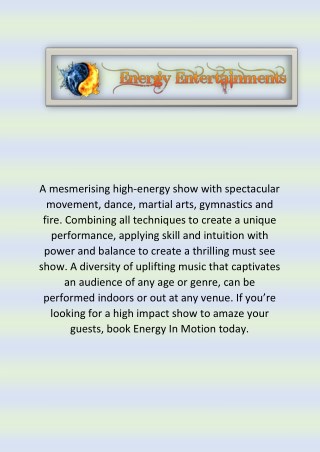 Corporate Entertainment - Energy Entertainment