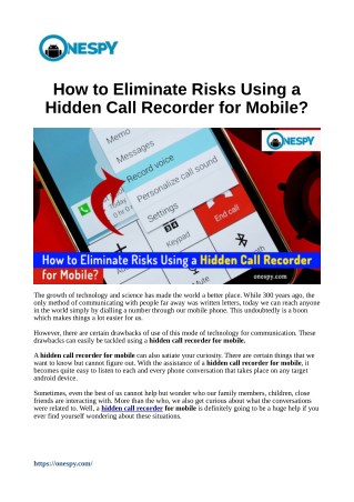 How to Eliminate Risks Using a Hidden Call Recorder for Mobile?