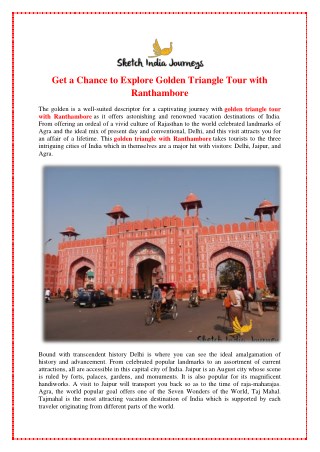 Get a Chance to Explore Golden Triangle Tour with Ranthambore