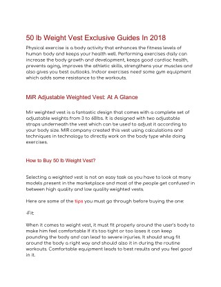 50 lb Weight Vest Exclusive Guides In 2018