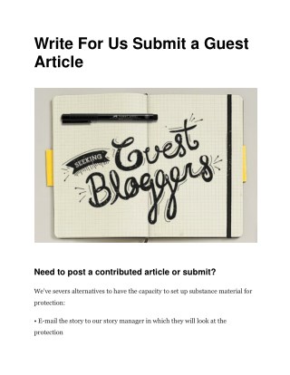 Write For Us Submit a Guest Article