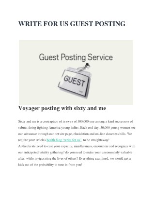 WRITE FOR US GUEST POSTING