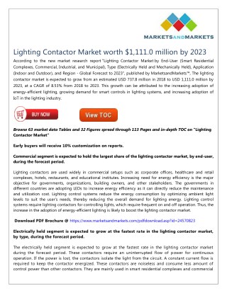 Lighting Contactor Market worth $1,111.0 million by 2023