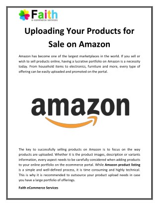 Uploading Your Products for Sale on Amazon
