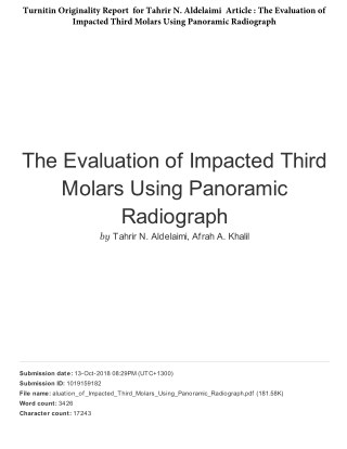 3.Turnitin Originality Report for Tahrir N. Aldelaimi Article The Evaluation of Impacted Third Molars Using Panoramic