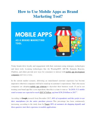 How To Use Mobile Apps As Brand Marketing Tool?