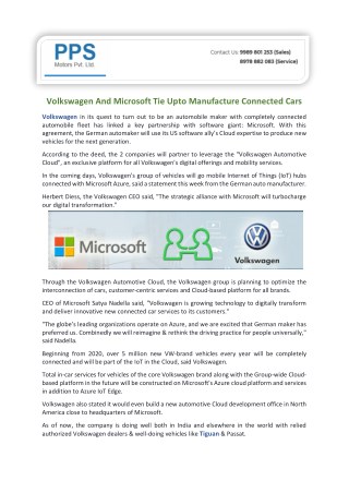 Volkswagen And Microsoft Tie Upto Manufacture Connected Cars