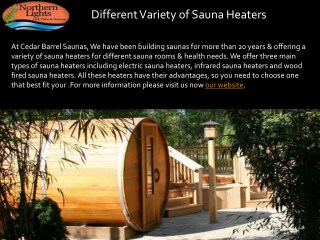 Different Variety of Sauna Heaters