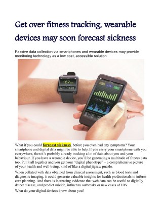Get over fitness tracking, wearable devices may soon forecast sickness
