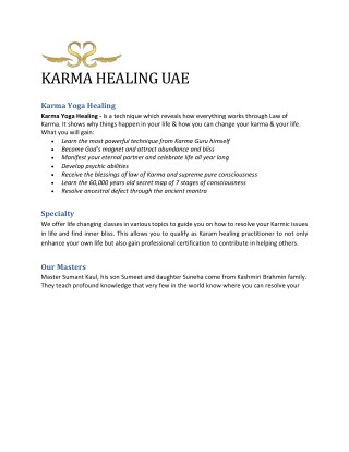 Karma Healing UAE| Karma Healing Yoga| Healing Center UAE