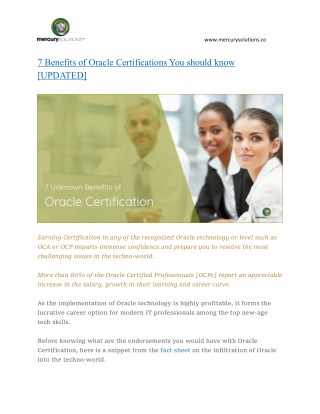 7 Unkown Benefits of Oracle Certifications