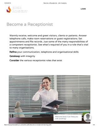 Become a Receptionist - John Academy