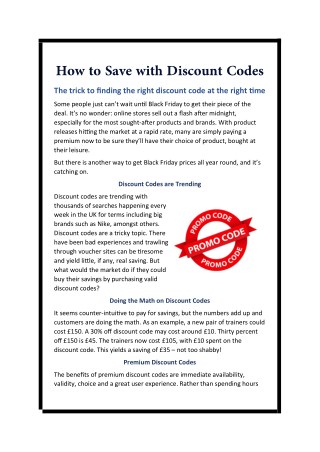 How to Save with Discount Codes