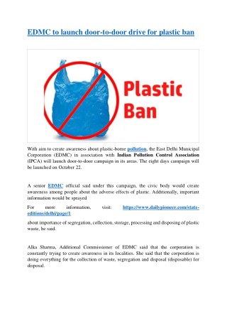 EDMC to launch door-to-door drive for plastic ban
