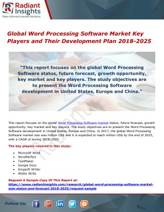 Global Word Processing Software Market Key Players and Their Development Plan 2018-2025