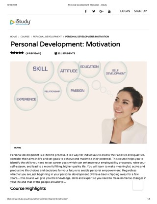 Personal Development Motivation - istudy