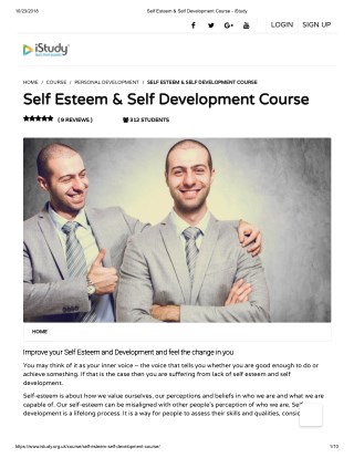 Self Esteem & Self Development Course - istudy