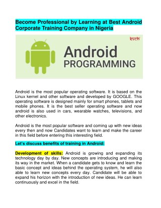 Best Android Corporate Training Company in Nigeria | KVCH