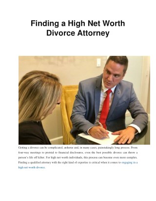 Finding a High Net Worth Divorce Attorney