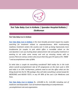 Test Tube Baby Cost in Kolkata | Spandan Hospital Kolkata | ElaWoman