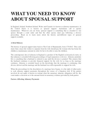 WHAT YOU NEED TO KNOW ABOUT SPOUSAL SUPPORT