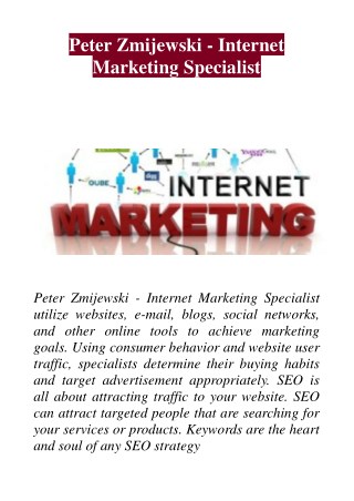 Peter Zmijewski - Internet Marketing Specialist