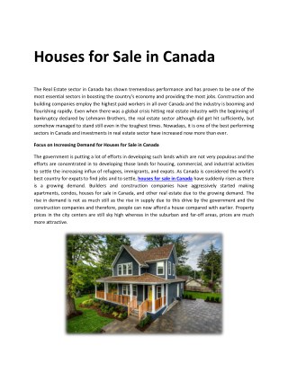 Houses for Sale in Canada