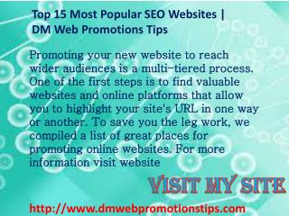 Top 15 Most Popular SEO Websites | DM Web Promotions Tips