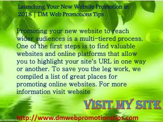 Launching Your New Website Promotion in 2018 | DM Web Promotions Tips
