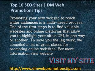 Top 10 SEO Sites | DM Web Promotions Tips