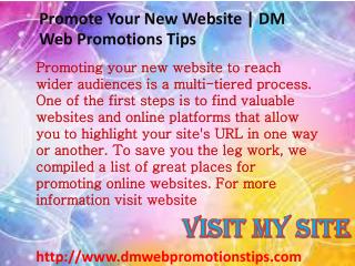 Promote Your New Website | DM Web Promotions Tips