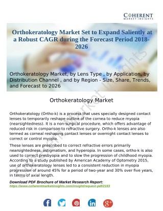 Orthokeratology Market Set to Expand Saliently at a Robust CAGR during the Forecast Period 2018-2026