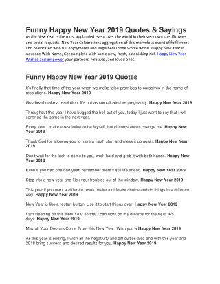 Funny Happy New Year 2019 Quotes & Sayings