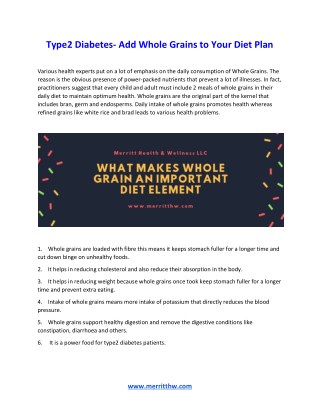 Type2 Diabetes- Add Whole Grains to Your Diet Plan