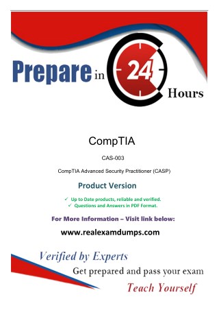 Download Latest CAS-003 Exam Dumps In Just 24 Hours - Realexamdumps.com