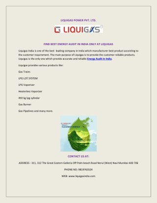 FIND BEST ENERGY AUDIT IN INDIA ONLY AT LIQUIGAS