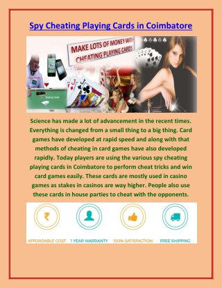 Advance Range of Spy Cheating Playing Cards in Coimbatore