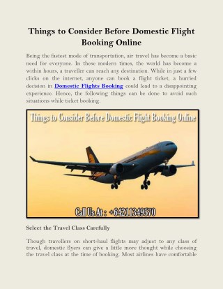 Things to Consider Before Domestic Flight Booking Online
