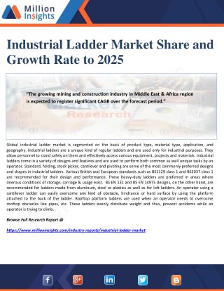 Industrial Ladder Market Share and Growth Rate to 2025