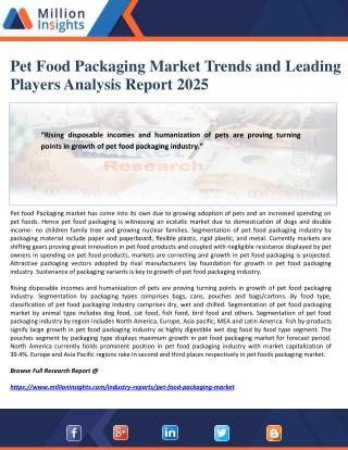 Pet Food Packaging Market Trends and Leading Players Analysis Report 2025