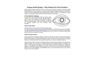 Droopy Eyelid Surgery - Main Reasons for this Procedure