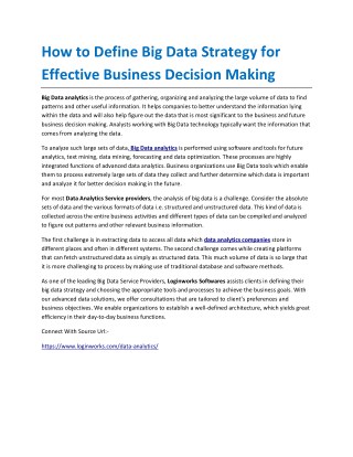 How to Define Big Data Strategy for Effective Business Decision Making