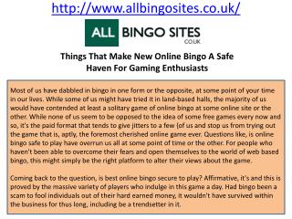 Things That Make New Online Bingo A Safe Haven For Gaming Enthusiasts