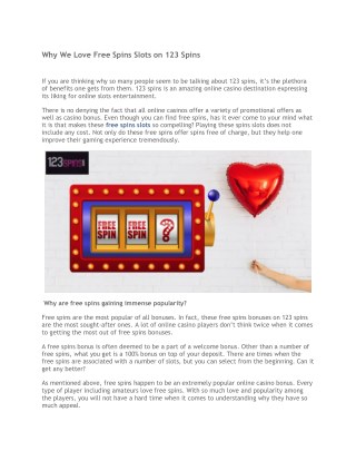 Why We Love Free Spins Slots on 123 Spins