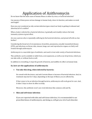 Application of Azithromycin