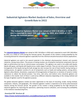 Industrial Agitators Market Analysis of Sales, Overview and Growth Rate to 2022